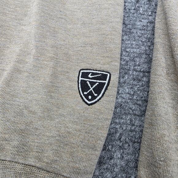 Nike Golf Shirt Mens Medium Beige Long Sleeve 100% Cotton Classic Pullover Logo - Picture 14 of 16